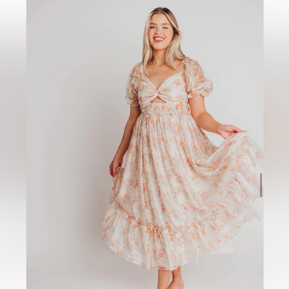 Maria Sweetheart Neckline Floral Dress